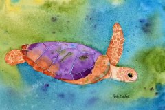 Turtle Purple On Green